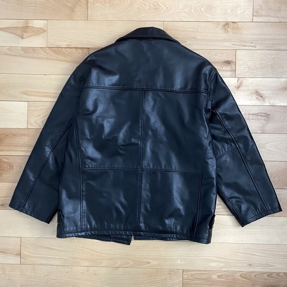 BOD & CHRISTENSEN LEATHER BLAZER JACKET UNISEX STRAIGHT CUT FRONT BUTTONS - Picture 6 of 6